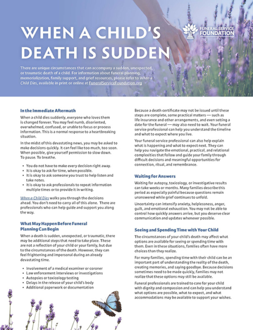 When a Child's Death is Sudden Cover