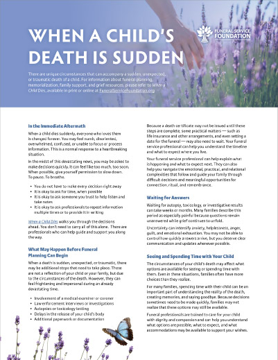 When a Child's Death is Sudden