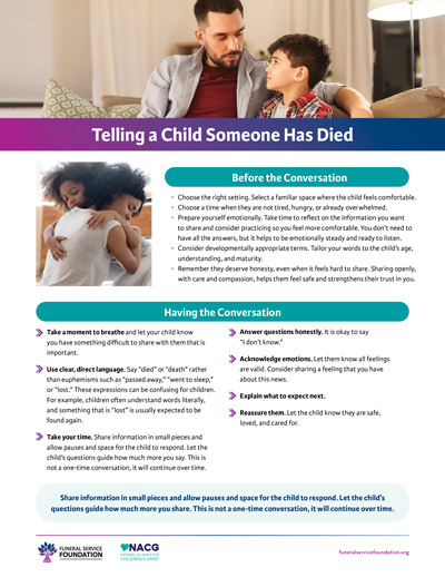 Telling a Child Someone Has Died Telling a Child Someone Has Died